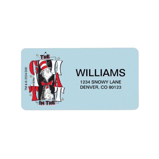 帽子の中の猫 | B&W文字 ラベル (正面)