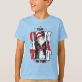 帽子の中の猫 | B&W文字 Tシャツ (正面)