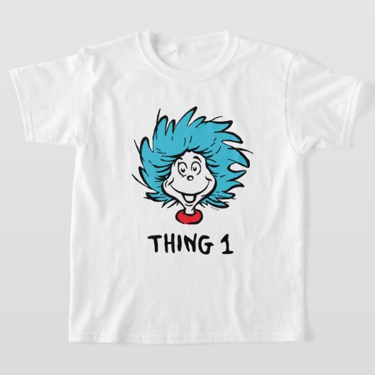 帽子の中の猫 | Thing 1 Tシャツ (レイダウン)