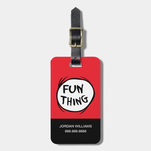 帽子の中の猫 | Thing One Thing Two -おもしろい ラゲッジタグ (正面縦)