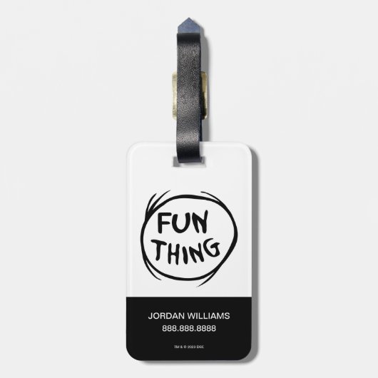 帽子の中の猫 | Thing One Thing Two -おもしろい ラゲッジタグ (裏面縦)