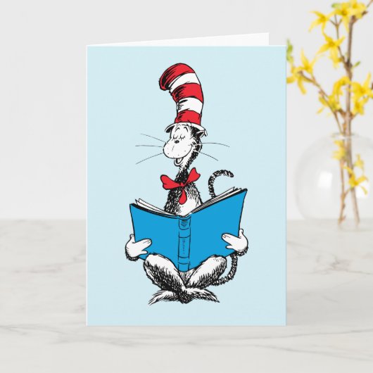 帽子の中の読猫 カード (黄色い花)