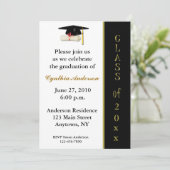 帽子の免状の黒の金ゴールドの卒業の招待状 招待状 (スタンド正面)