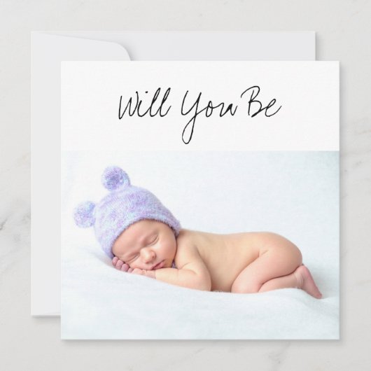 帽子の写真をかぶった私の神の親ベビーになれるか カード (正面)