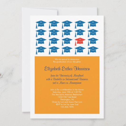 帽子の卒業の招待状 招待状 (正面)