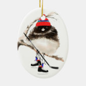 帽子の可愛いホッケーバード、クリスマスユーモア、ジャンコ セラミックオーナメント (裏面)