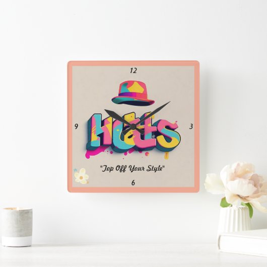 「帽子の場所」 スクエア壁時計 (ホーム)