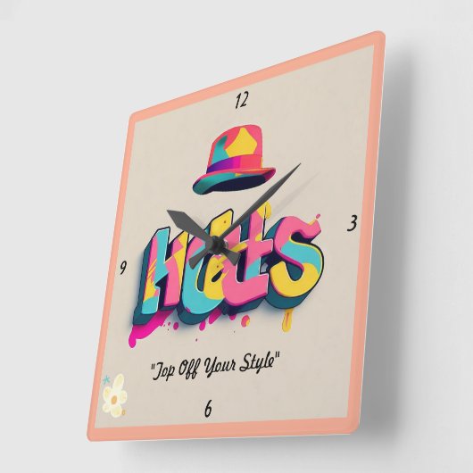 「帽子の場所」 スクエア壁時計 (傾斜)