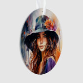帽子の女：恵みのポートレート鮮やか オーナメント (正面)