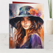 帽子の女：恵みのポートレート鮮やか カード (裏面)