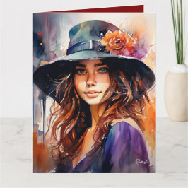 帽子の女：恵みのポートレート鮮やか カード