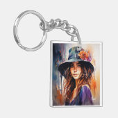 帽子の女：恵みのポートレート鮮やか キーホルダー (正面左)