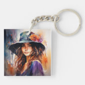 帽子の女：恵みのポートレート鮮やか キーホルダー (裏面)