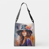 帽子の女：恵みのポートレート鮮やか クロスボディバッグ (裏面)