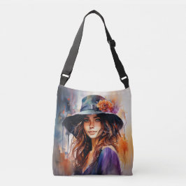 帽子の女：恵みのポートレート鮮やか クロスボディバッグ