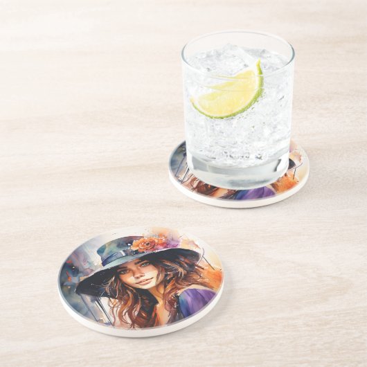 帽子の女：恵みのポートレート鮮やか コースター (側面)