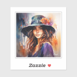 帽子の女：恵みのポートレート鮮やか シール