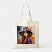 帽子の女：恵みのポートレート鮮やか トートバッグ (裏面)