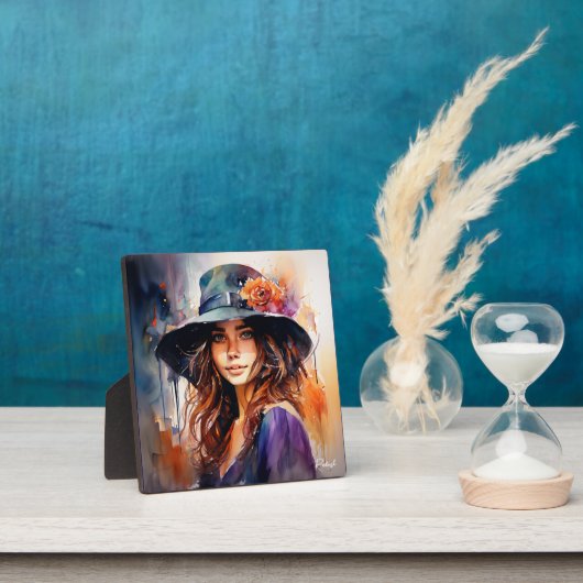 帽子の女：恵みのポートレート鮮やか フォトプラーク (インサイチュ)