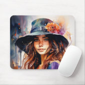 帽子の女：恵みのポートレート鮮やか マウスパッド (マウス)