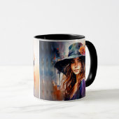 帽子の女:恵みのポートレート鮮やか マグカップ (正面右)
