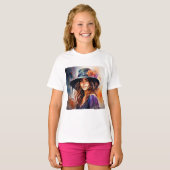 帽子の女：恵みのポートレート鮮やか Tシャツ (正面フル)