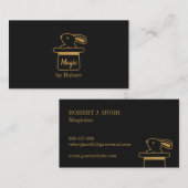 帽子の手品師のフェイクな金ゴールドの魔法のバニー 名刺 (正面/裏面)