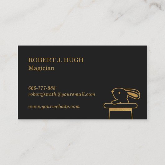 帽子の手品師のフェイクな金ゴールドの魔法のバニー 名刺 (裏面)