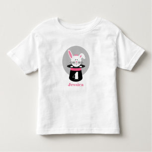 帽子の手品師の誕生日のワイシャツ-ピンクのウサギ トドラーTシャツ