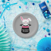 帽子の手品師の誕生日-ピンクのウサギ ペーパープレート (パーティー)