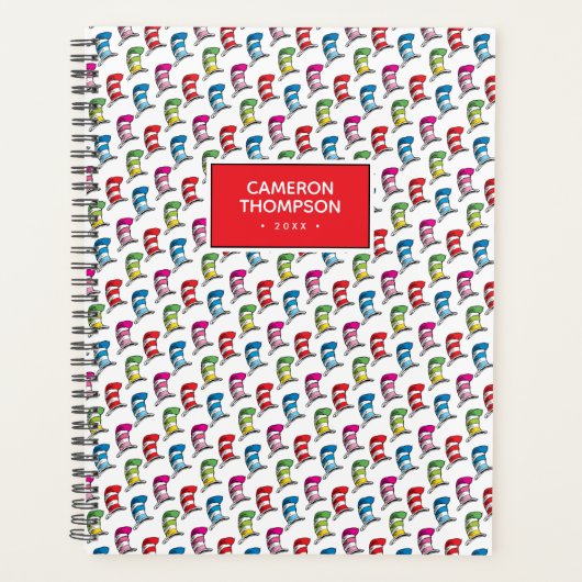 帽子の柄のカラフル猫 プランナー手帳 (正面)