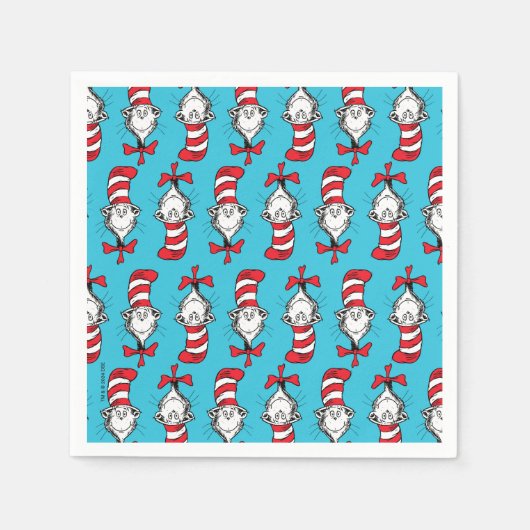 帽子の柄の猫 スタンダードカクテルナプキン (正面)