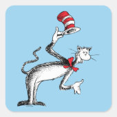 帽子の猫がお辞儀をする スクエアシール (正面)