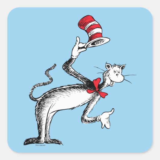 帽子の猫がお辞儀をする スクエアシール (正面)