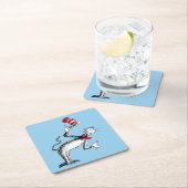 帽子の猫がお辞儀をする スクエアペーパーコースター (インサイチュ)