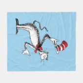 帽子の猫がお辞儀をする フリースブランケット (正面(横))