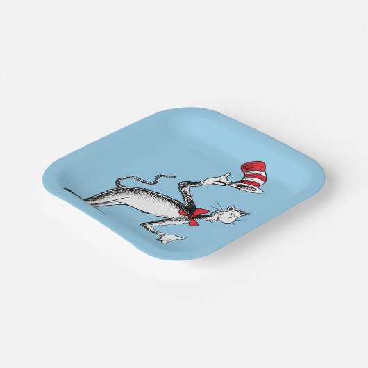 帽子の猫がお辞儀をする ペーパープレート (傾斜あり)