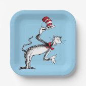 帽子の猫がお辞儀をする ペーパープレート (正面)