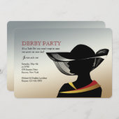帽子の競馬の招待状を持つ女性 招待状 (正面/裏面)