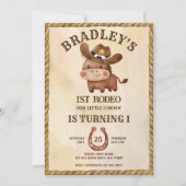 帽子の誕生日に小さなカウボーイかわいいベビー馬 招待状 (正面)