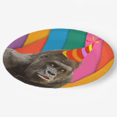 帽子の誕生日の動物のゴリラのようなパーティー ペーパープレート (アングル)