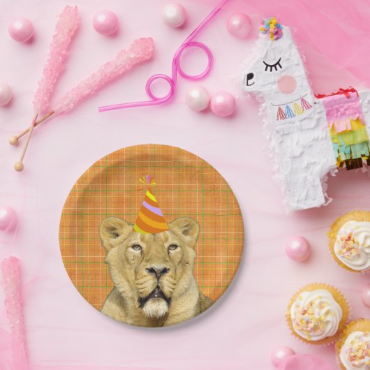 帽子の誕生日の動物のライオンのようなパーティー ペーパープレート (パーティー)