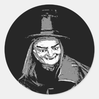 帽子の醜い歯のシール名タグのハロウィーンの魔女 ラウンドシール