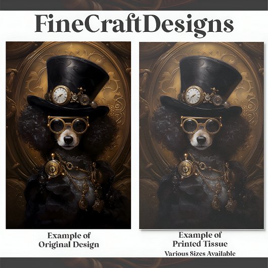 帽子のD3Rデコペ絵画ージのかわいいステームパンク犬 薄葉紙