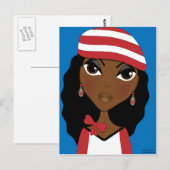 帽子はがきの中の女の子 ポストカード (正面/裏面)