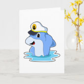 帽子をかぶったイルカの船長 カード (黄色い花)