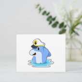 帽子をかぶったイルカ船長 ポストカード (スタンド正面)