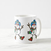 帽子をかぶったウェスタンクリスマスの雪だるま コーヒーマグカップ (正面右)