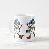 帽子をかぶったウェスタンクリスマスの雪だるま コーヒーマグカップ (正面左)