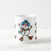 帽子をかぶったウェスタンクリスマスの雪だるま コーヒーマグカップ (中央)
